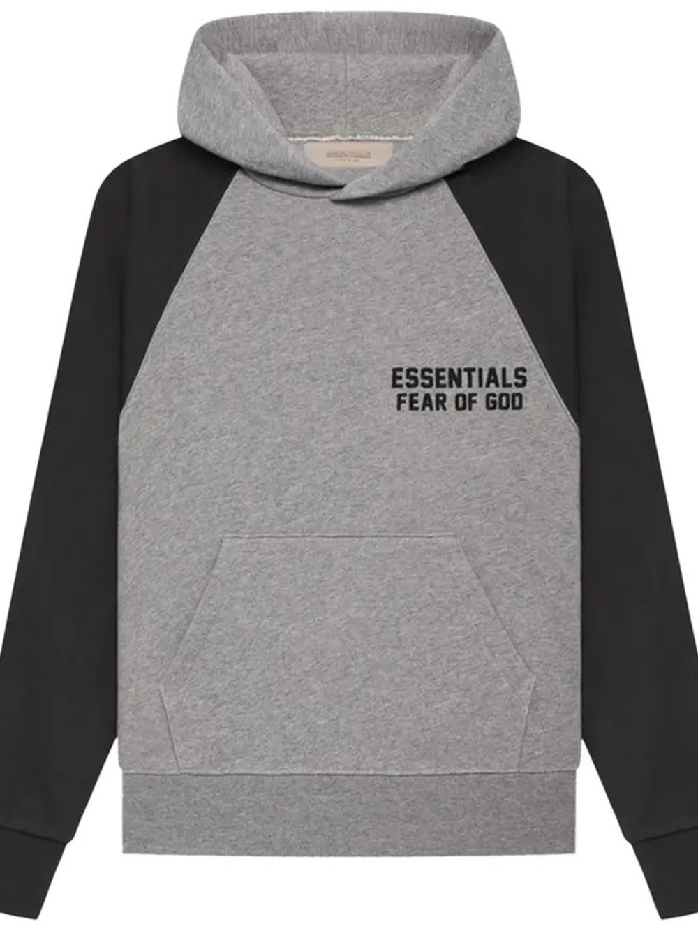 Fear of God Essentials Grey and Black Raglan Pullover Hoodie